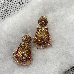 Earrings gold plated pink/golden